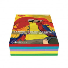 Hartie Cartonata A4 DACO, 250 File/Top, 160 g/m², 5 Culori, 210x297 mm, Carton Colorat, Carton Colorat A4, Hartie Cartonata Colorata, Hartie A4 Colora