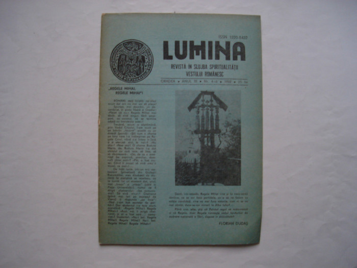 Lumina. Revista a vestului romanesc, Oradea, anul III, nr. 4-6, 1992