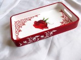 tava lemn decorata cu trandafir rosu 36293