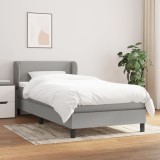 Cumpara ieftin Pat continental cu saltea, gri deschis, 80x200 cm, textil