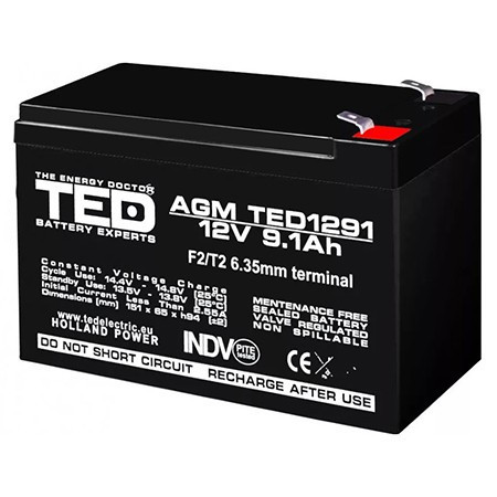 ACUMULATOR VRLA 12V 9.1AH F2 TED