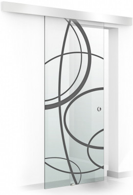 Usa glisanta Boss &amp;reg; model Cloud negru, 60x215 cm, sticla 8 mm Gri securizata, culisanta in ambele directii foto