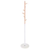 Cuier tip pom din metal, baza marmura, 6 agatatoare, 172cm, alb si maro Household NewTrend