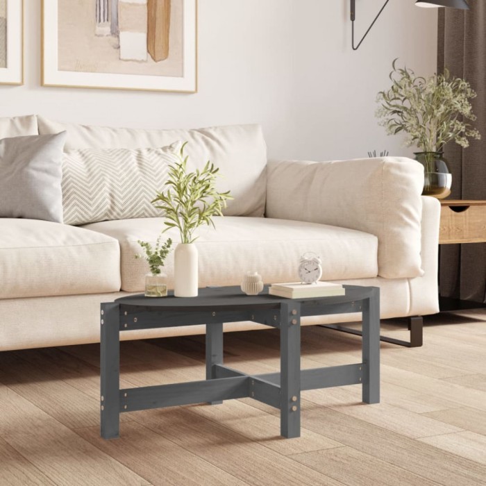Gossi masuta de cafea, gri, 87x48x35 cm, lemn masiv de pin