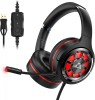 Casti de Gaming Ankbit USB RGB pentru PC cu sunet surround spatial 7.1 pentru PS4/PS5, cu fir cu anulare a zgomotului, cu microfon si lumina LED, mode