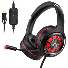 Casti de Gaming Ankbit USB RGB pentru PC cu sunet surround spatial 7.1 pentru PS4/PS5, cu fir cu anulare a zgomotului, cu microfon si lumina LED, mode