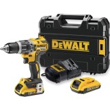 Masina compacta de gaurit si insurubat (bormasina) pe acumulator cu percutie DeWALT DCD796D2, 18 V, motor fara perii, 2x acumulator 2 Ah Li-Ion, 70 Nm