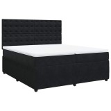Cumpara ieftin Pat box spring cu saltea, negru, 200x200 cm, catifea