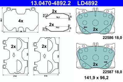 ATE 13.0470-4892.2 ATE Ceramic set placute frana,frana disc foto