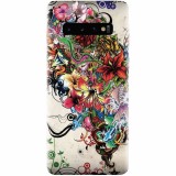 Husa silicon pentru Samsung Galaxy S10, Abstract Flowers Tattoo Illustration