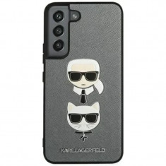 Husa Cover Karl Lagerfeld Saffiano Karl Head & Choupette pentru Samsung Galaxy S22 Plus Silver