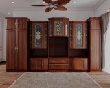 Cumpara ieftin Set Mobila Living MP Baron 360 cm Nuc, PAL Melaminat, 3 Corpuri, Stil Clasic