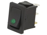 Comutator Rocker ON-OFF 16A 12VDC cu LED Negru