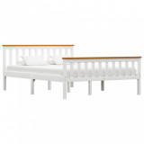 VidaXL Cadru de pat, alb, 140 x 200 cm, lemn de pin masiv