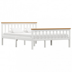Cadru de pat, alb, 140 x 200 cm, lemn de pin masiv