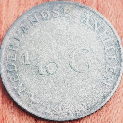 814 Antilele Olandeze 1/10 gulden 1970 Juliana km 3 argint foto