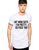 Tricou alb barbati - My Mom Says - M, THEICONIC