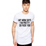 Tricou alb barbati - My Mom Says - M