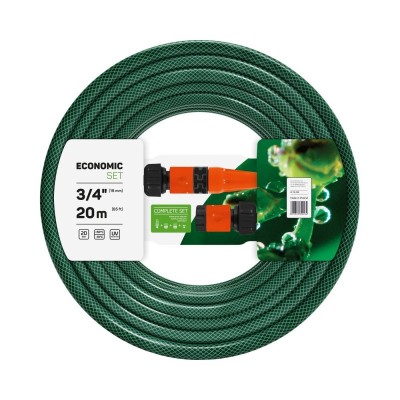 Set furtun gradina Cellfast Economic, 20 m, 20 bar, 3 straturi, protectie UV, flexibil, duza reglabila, conector 3/4 inch, adaptor cu filet, Verde foto