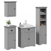 VidaXL Set de mobilier de baie din 4 piese lemn masiv de pin gri