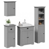 VidaXL Set de mobilier de baie din 4 piese lemn masiv de pin gri