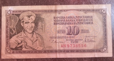 B11 47 - Bancnota foarte veche - Fosta Jugoslavia - 10 dinarI - 1978 foto