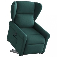 vidaXL Fotoliu electric rabatabil cu ridicare, verde &icirc;nchis, textil