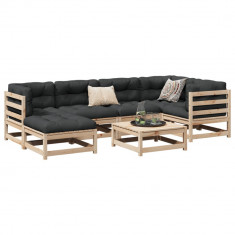 vidaXL Set canapele grădină cu perne, 7 piese, lemn masiv de pin