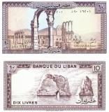 Bancnota Liban 10 Livres 1986, P-63f, UNC, Asia