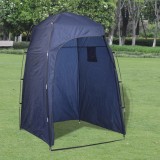 Cort Dus/Toaleta/Garderoba Camping vidaXL, Albastru 130x130x210cm, Portabil cu 2 Compartimente si Geanta Transport