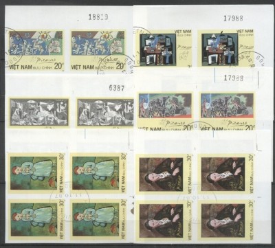 Vietnam 1987 Paintings, Picasso, 4 imperf. set in block, used T.373 foto