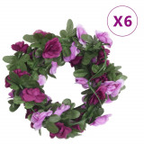 VidaXL Ghirlande de flori artificiale, 6 buc., violet deschis, 250 cm