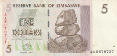 Zimbabwe 5 Dolari 2007 P-66 foto