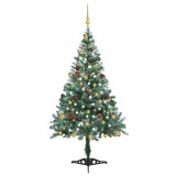 Brad Crăciun artificial &icirc;nghețat LED-uri&amp;globuri&amp;conuri 150 cm