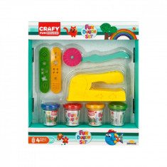 Set de joaca cu 8 piese de design cu plastilina, Crafy, 200 g