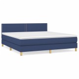 Cumpara ieftin Pat box spring cu saltea, albastru, 180x200 cm, material textil