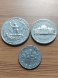 Lot 3 Monede USA anul 1965, America de Nord