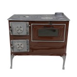 Soba otel emailat pe lemne, cu plita si cuptor, Roza Email Fantazia, varianta dreapta, maro, 730 x 800 x 430 mm