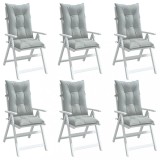 VidaXL Perne scaun cu spătar &icirc;nalt 6 buc. melanj gri 120x50x7cm textil