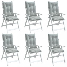 vidaXL Perne scaun cu spătar &icirc;nalt 6 buc. melanj gri 120x50x7cm textil 4002348