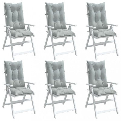 vidaXL Perne scaun cu spătar &amp;icirc;nalt 6 buc. melanj gri 120x50x7cm textil foto