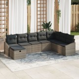 Gossi set canapea de gradina cu 8 piese si perne in ratan gri