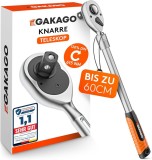 Antrenor extensibil cu clichet Gakago, 1/2&quot;, otel crom-vanadiu, 72 dinti, 615 Nm, 46-60 cm