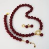 Set Bijuterii Argint 925 placat Aur cu Agat Rubiniu, Colier, Bratara si Cercei, Handmade Italia