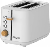 Cumpara ieftin Prajitor de paine ECG ST 2768 Timber White, 925 W, 2 felii, 7 trepte, otel inoxidabil, elemente din lemn, alb