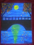 TABLOU PE PANZA CU SASIU NOU 30X40 CM PEISAJ NOCTURN PRET DOAR 20 LEI PICTOR FLORIAN
