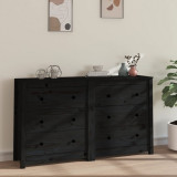 Servanta, negru, 140x35x80 cm, lemn masiv de pin GartenMobel Dekor, vidaXL