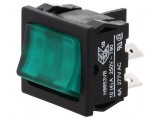 Rocker DPST ON-OFF 10A 250VAC 10A 28VDC Verde 8650