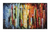 Cumpara ieftin Tablou pictat manual modern birou, living - New York, stilizat - 100x60cm ulei in cutit efect 3D, Spectaculos!