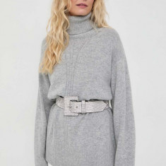 Trussardi pulover din amestec de lana femei, culoarea gri, light, cu guler